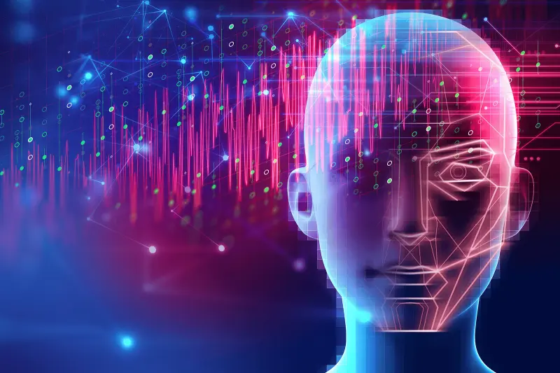 3d illustration of robotic human head