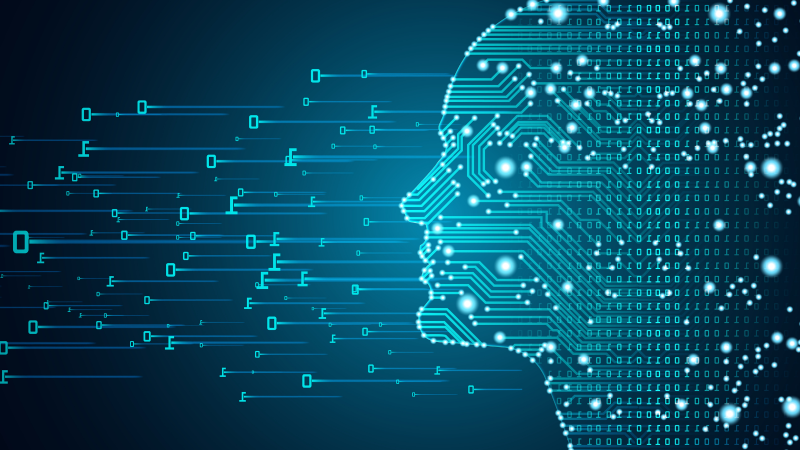 AI digital twin with blue background