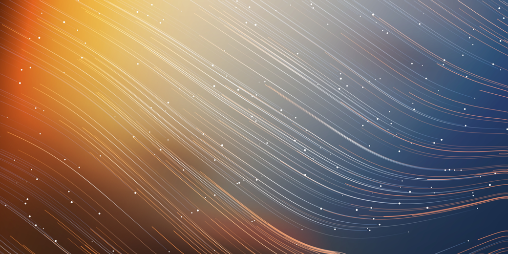Curving,Flowing Energy Lines Pattern in Glowing Sunlit Space and Starry Sky Around
