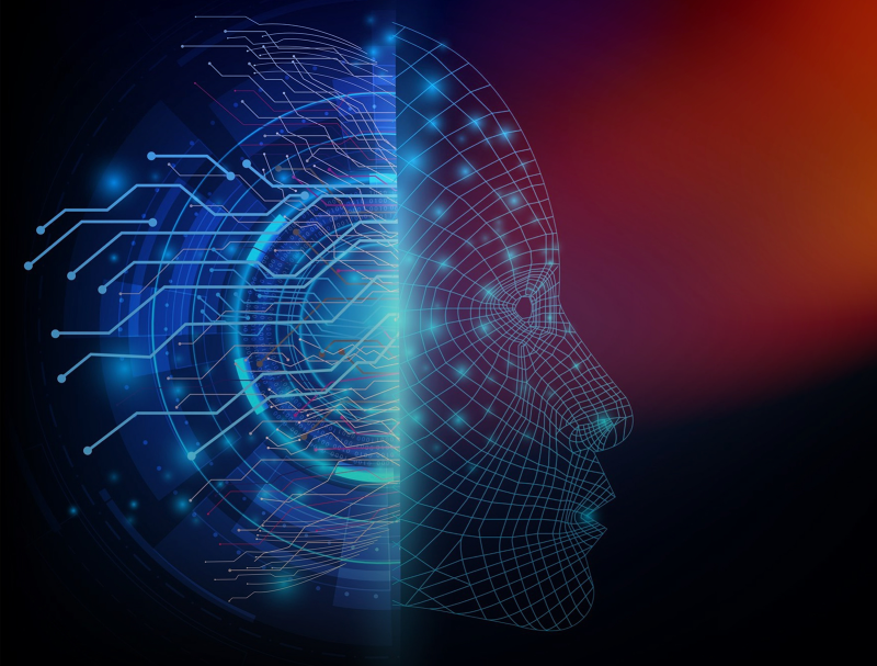 Elegance of human mind tech concept gradient background