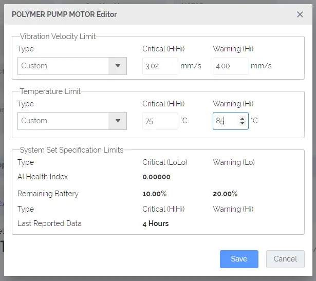 Limits editor