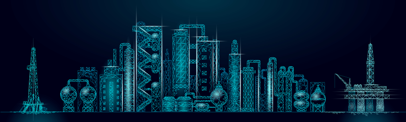 Petroleum oil refinery complex panorama business concept
