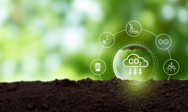 Reduction of carbon emissions concept
