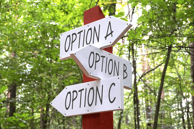 Signpost with three arrows