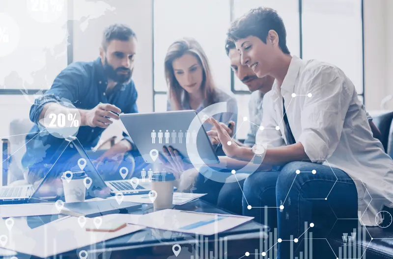 team and concept of digital diagram