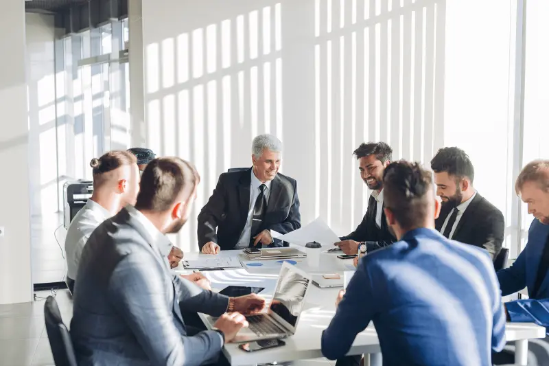 business people are discussing plans